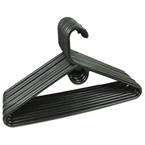 THE UM24 Set of 9 Heavy Duty Tubular Hangers Black Jumbo Plastic Adult Cloth Coat Suit Closet Organization Hanger