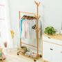 Y.H.Valuable Coat Racks Bamboo Coat Stand Simple Hat Coat Rack Modern Clothes Rack Hall Hanging Rod Bedroom Floor Hanger Clothes Tree Office Entryway Entryway Furniture