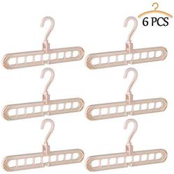 AYOTALL 6 Pack Magic Clothes Hanger 9-Hole Hanger Multifunctional Heavy Duty Plastic Magic Hook Rotatable Space Saving Storage Organizer for Wrinkle-Free Shirts, Pants, and Coats - Beige