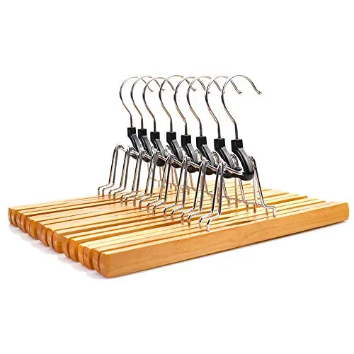 meqution Wood Pants Skirt Hanger,Natural Solid Wooden Collection Slack Hangers with Anti-Rust Hook for Skirts, Pants, Jeans, Slacks, Shorts,Natural Finish(Set of 8) meqution Wood Pants Skirt Hanger,Natural Solid Wooden Collection Slack Hangers with Anti-Rust Hook for Skirts, Pants, Jeans, Slacks, Shorts,Natural Finish(Set of 8)