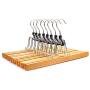 meqution Wood Pants Skirt Hanger,Natural Solid Wooden Collection Slack Hangers with Anti-Rust Hook for Skirts, Pants, Jeans, Slacks, Shorts,Natural Finish(Set of 8)