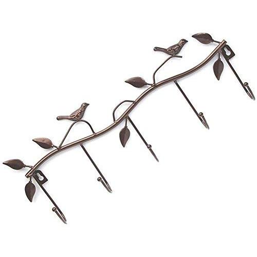 Stylish Rack Multi-Purpose European Bird Style Wall Mount Decorative Hanger Organizer Holder for Hanging Your Clothes Coat Hat Belt for Home Office with 5 Coat Hooks (Brown,Bird)