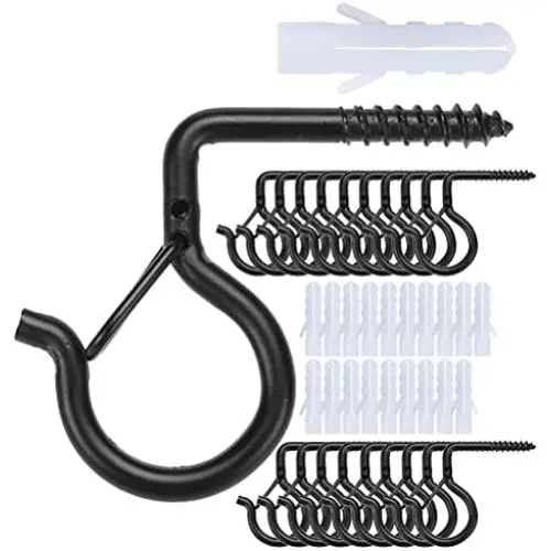 OUTCREATOR 20 Pack Q Hanger Screw Hooks,Outdoor String Light Hooks,Easy Release,for Outdoor Wire and Fairy Lights,Plants,Wind Chimes,Decoration Hanging,Safety Buckle Design OUTCREATOR 20 Pack Q Hanger Screw Hooks,Outdoor String Light Hooks,Easy Release,for Outdoor Wire and Fairy Lights,Plants,Wind Chimes,Decoration Hanging,Safety Buckle Design