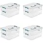 Sterilite 14228604 Stack & Carry 2 Layer Handle Box, Clear Base with Colored Handle and Latches, 4-Pack Sterilite 14228604 Stack & Carry 2 Layer Handle Box, Clear Base with Colored Handle and Latches, 4-Pack