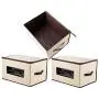 Juvale Storage Bins - 3-Pack Foldable Storage Cubes, Decorative Fabric Storage Bins with Lids and Clear Windows, Household Organization, Closet, Office Supplies, Beige, 16.25 x 12 x 10 Inches