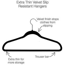 Clothes Black Hangers Velvet Storage Home Reinforced Lightweight Ultrathin Non-Slip Suit Clothes Hanger 200 Pack - Skroutz