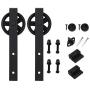 ZEKOO Antique Rustic Style Sliding Aluminum Barn Door Hardware Black Steel Rollers Hanger (Big Wheel-Style)