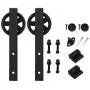 ZEKOO Antique Rustic Style Sliding Aluminum Barn Door Hardware Black Steel Rollers Hanger (Big Wheel-Style)