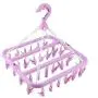 EBTOOLS 32 Clips Folding Drying Rack Portable Clothes Clip Hanger Dryer Windproof Socks Underwear Rotatable Children for Both Family and Travel Use(Purple)