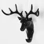 3Pcs Antler Head Coat Hooks Wall Mounted Clothes Hanger Animal Shaped Wall Hook Hanger for Hanging Hat Scarf Bag Key Black White Grey