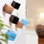 Anjuer 4 Hooks Coat Hat Clothes Robe Holder Hook Wall Hanger Wood (Black Wood White Blue)