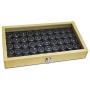 Mooca Wood Glass Top Jewelry Display Case, Wooden Jewelry Tray for Collectibles, Home Organization Storage Boxes with Black 50 Gem and Bead Storage Jars