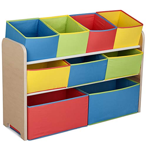 Delta Children Deluxe 9-Bin Toy Storage Organizer, Natural/Primary