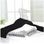 DNJKSA 8pcs Non-Slip Flocked Velvet Clothes Hangers Hooks with Clips for Coats Jackets Pants Dress Clothes (Black)