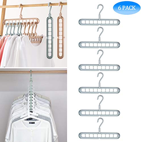 Airmoon Space Saving Hangers, Clothes Grouper, Multifunctional Closet Organizer, Pack of 6(Blue)