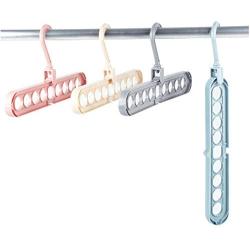 10pcs Random Color 9 Holes Clothes Coat Hanger Organizer Multi-Port Support Clothes Drying Racks Plastic Cabinet Storage Rack Hangers for Clothes