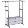 Cypressshop Adjustable Clothes Rack Garment Shelving Unit Hanging Rack Telescopic Rolling Cloth Hanger Storage Shelfs with 4 Drawers Home Furniture