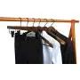 TOPIA HANGER Wooden Pants Skirt Slacks Bottoms Hangers 10 Pack with Metal Anti-Wrinkle Clips, Premium Retro Finish with 360°Black Hooks- CT03A