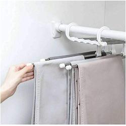 5pcs Random Color Fashion 5 in 1 Pant Rack Shelves Stainless Steel Clothes Hangers Multi-Functional Wardrobe Magic Hanger Space Saving Hangers