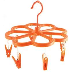 uxcell Plastic Flower Design Frame 8 Clips Laundry Clothes Hanger Orange