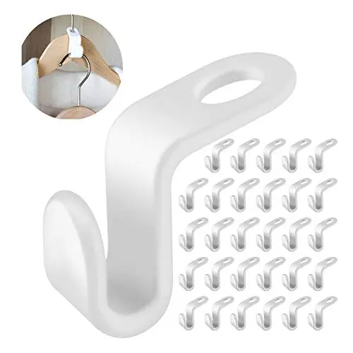 Geilihome Clothes Hanger Connector Hooks, 60Pcs Cascading Clothes Hangers for Heavy Duty Space Saving Cascading Connection Hooks for Clothes Closet, Creamy White(60pcs)