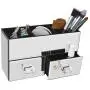 Meetart Home Deluxe Silver Mirror Boxes Organizer Modern Storage For Cosmetic Makeup And Woman Jewelry 2 Drawer Tiered