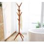 Neasyth Solid Wood Coat Rack Simple Entryway Standing Hall Tree Tetrapod Base for Hat Jacket Coat Hanger Rack in Living Room Bedroom (Teak Color)