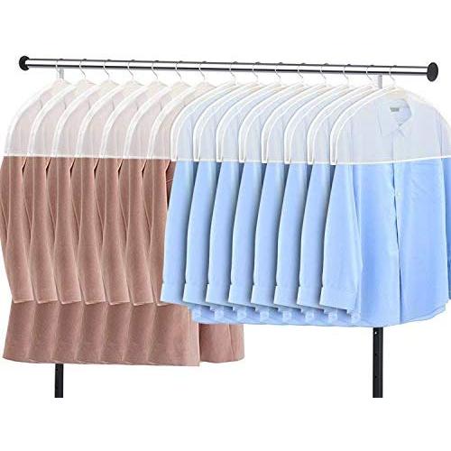 Zilink Shoulder Covers for Clothes (Set of 15) Breathable Garment Dust Covers Protectors with 2" Gusset for Suit, Coats, Jackets, Dress Closet Storage