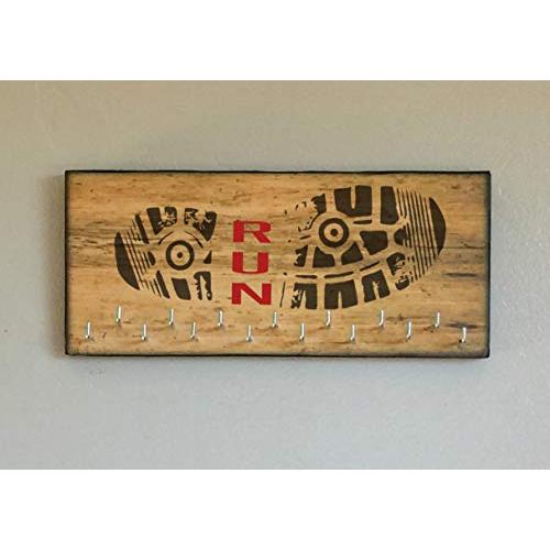 Race Medal Holder/Running Medal Hanger - RUN. Wood Wall Mounted Medal Organizer. CUSTOMIZATION Available