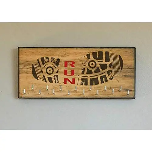 Race Medal Holder/Running Medal Hanger - RUN. Wood Wall Mounted Medal Organizer. CUSTOMIZATION Available