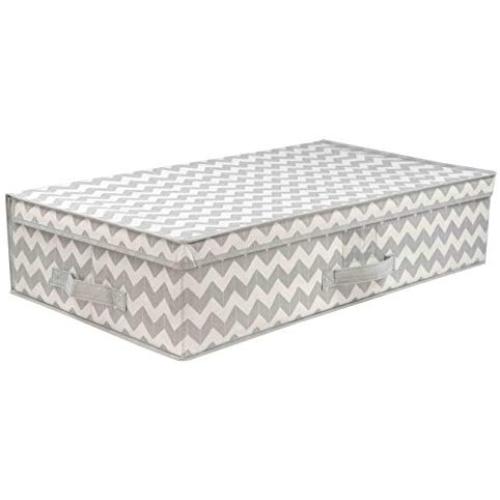 Home Basics Chevron Collection Under The Bed Storage and Organization, Bags, Bins, Boxes, with Handle for Comforter, Clothes, Blanket, Shoes, Sweaters, Grey