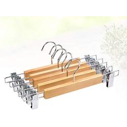 Cabilock Clothes Hanger 5pcs Burlywood Clothing Hanger with Trouser Clamp Domestic Coat Hanger with Stainless Steel Clip