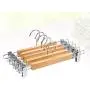 Cabilock Clothes Hanger 5pcs Burlywood Clothing Hanger with Trouser Clamp Domestic Coat Hanger with Stainless Steel Clip