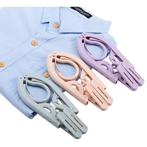 yuanweiwang Portable Folding Clothes Hangers Plastic Foldable Clothes Drying Rack with Hanger Clips for Travel Home Camping 575177874873