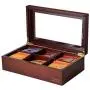 Volenx Tea Chest Box, Wooden Tea Boxes Storage Organizer with Dividers and Glass Window, Tea Boxes Holder 6 Compartment for Tea Bags Volenx Tea Chest Box, Wooden Tea Boxes Storage Organizer with Dividers and Glass Window, Tea Boxes Holder 6 Compartment for Tea Bags