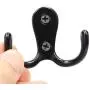 25 Pieces Retro Double Prong Robe Hook Hat Hook Coat Hook Cloth Hanger with 50 Pieces Screws by Erlvery DaMain (Black)