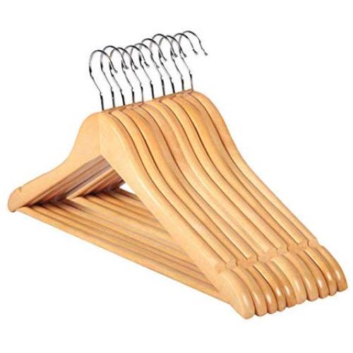 Solid Wood Hanger Non-Slip Hangers Clothes Hangers Shirts Sweaters Dress Hanger Drying Rack for Home(5 Pieces/Lot)(Random Color)