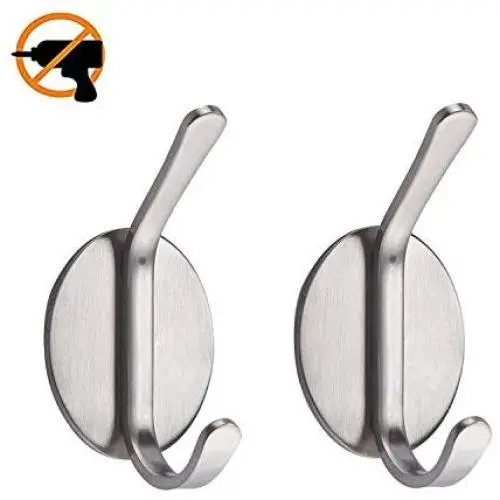 3M Adhesive Hooks, Heavy Duty Waterproof Towel Hooks 304 Stainless Steel, Metal Hangers Hooks on Wall Home Office Bathroom Kitchen for Keys Bags Coat Clothes Umbrellas Hanging Rack (2 Pack) 3M Adhesive Hooks, Heavy Duty Waterproof Towel Hooks 304 Stainless Steel, Metal Hangers Hooks on Wall Home Office Bathroom Kitchen for Keys Bags Coat Clothes Umbrellas Hanging Rack (2 Pack)