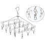 KIPB Stainless Steel Clothes Hangers Double Lines Square Laundry Hanger Clothes Drying Hanger with Clips