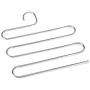 Ziqi S Type Pants Hanger,Multi-Purpose 5 Layers Stainless Steel Pant Rack Space Saver Hangers Clothes Organizer for Trousers Towels Scarf & Tie (6pcs silver)