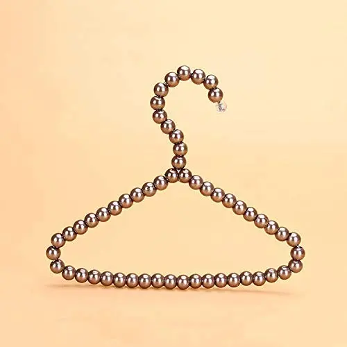 SAASNY Fashion Pearl Bow Clothes Clothing Hangers for Kids Children Pet Dog Cat 10 Pieces, (20X15cm) Brown Ideal for Home and Shops