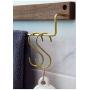 6 Pieces, Brass S Shaped Hooks, Gold Coat Clothes Towel Hangers, Kitchen Pots Pans Coffee Cups Rack Hooks