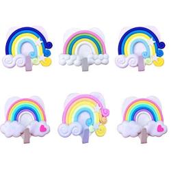 TOPBATHY 10pcs Cute Clouds Star Rainbow Wall-Mounted Hanger/Wall Clothes Towels Hooks,for Keys, Coats,Robe,Bags(Random Pattern)