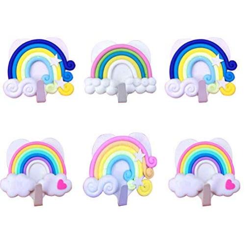 TOPBATHY 10pcs Cute Clouds Star Rainbow Wall-Mounted Hanger/Wall Clothes Towels Hooks,for Keys, Coats,Robe,Bags(Random Pattern)