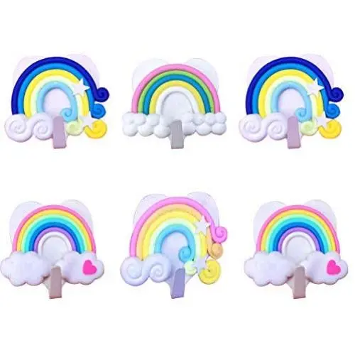 TOPBATHY 10pcs Cute Clouds Star Rainbow Wall-Mounted Hanger/Wall Clothes Towels Hooks,for Keys, Coats,Robe,Bags(Random Pattern)