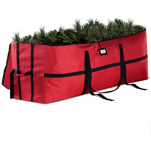 Extra Wide Opening Christmas Tree Storage Bag - Fits Up To 9 ft. Tall Artificial Disassembled Trees, Durable Straps & Reinforced Handles - Holiday Xmas, 600D Oxford Duffle Bag - 5 Year Warranty, Red