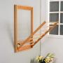 MOM Home Storage Shelves,Office Furniture Stands Wall-Mounted Foldable Bathroom Rack Towel Rack Multi-Rod Storage Hangers Bedroom Space Saving Holders,Wood Color,17.7124.60In