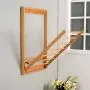 MOM Home Storage Shelves,Office Furniture Stands Wall-Mounted Foldable Bathroom Rack Towel Rack Multi-Rod Storage Hangers Bedroom Space Saving Holders,Wood Color,17.7124.60In