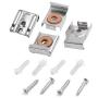 Mirror Hanger Clips Set, 2 Sets (8 Pieces) Unframed Mirror Mount Clips, Metal Spring Loaded Mirror Hanger Clips with Screws and Rawl Plugs