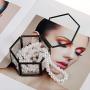 Feyarl Jewelry Trinket Glass Boxes Ornate Ring Earring Boxes Preserved Flower Glass Boxes Organizer Decorative Boxes Storage (Black)